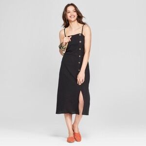 Universal Thread Black Midi Dress with Button Details
